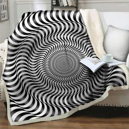 Blankets Geometric Visual Traps 3D Printed Blanket Soft Warm Flannel Throw For Beds Sofa Portable Travel Picnic Quilts Nap Cover