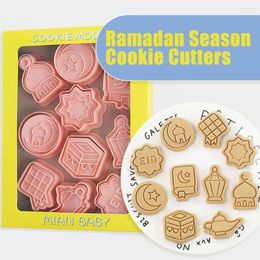 Baking Moulds Eid Mubarak Cookie Cutters Star Moon Biscuit Stamp Decor Islamic Embossing Tools Mosque Lantern Fondant Mould Cake Ra D6f9