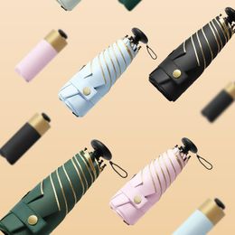 Umbrellas Rain Umbrella Mini Sun Sunscreen And UV Protection Female Super Light Compact Portable Five-Fold Six-Bone Thumb