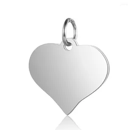 Pendant Necklaces 5pcs Heart Stainless Steel Stamping Blank Tag Pendants Manual Polishing Charms With Jump Ring For Jewellery Making Gift