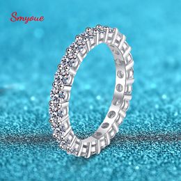 Solitaire Ring Smyoue 3mm Wedding Ring for Women Created Diamond Full Stackable Engagement Promise Band S925 Silver Rings 230403