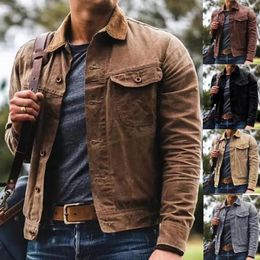 Hunting Jackets Autumn Retro Male Jacket Canvas Cotton Khaki Military Uniform Light Casual Work Safari Style Coats Man Clothing Mens