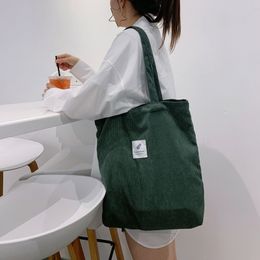 Shopping Bags Corduroy Bag for Women 2023 Female Girls Casual Handbags Soft Reusable Fabric Affordable Shopper Shoulder 230404