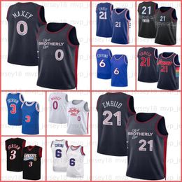 Joel 21 Embiid Tyrese 0 Maxey Basquete Jerseys Philadelphias 76er Allen 3 Iverson Julius 6 Erving Champagne masculino