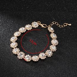 Link Bracelets Chain Luxury Crystal Snowflake Bracelet Rhinestone Wedding Men And Women Jewellery Claw Clasp Gift JewelryLink