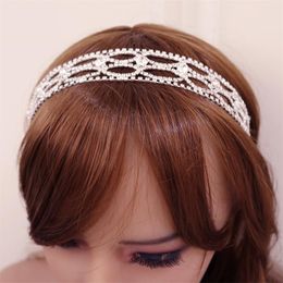 Hair Clips & Barrettes Fashion Bridal Elastic Hairband Headchain Rhinestone Crystal Tiara Headbands Wedding Bride Jewellery For Women