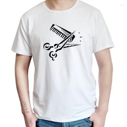 Men's T Shirts RAEEK Hip-Hop Simple Splicing Tee Tops Shirt Short Sleeve Men Gift Hairdresser Stylist Scissors Comb O-Neck Casual