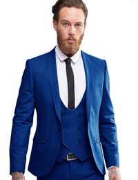 Men's Suits Royal Blue Men Suit 3Pcs 2023 Formal Mens Prom Wedding Bridegroom Tuxedos Slim Fit Set (Jacket Pants Vest)