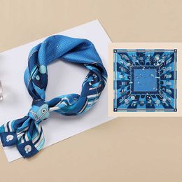 Sarongs 21 new silk scarves women's digital printed twill 53cm professional scarf square scarf headband tied scarf P230403