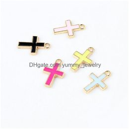 Pendant Necklaces 6 Colours Enamel Cross Jesus Pendants 10Pcs/Lot Crucifix Charms Fashion Jewellery Diy Accessories For Bracelets Necklac Dh5Xt