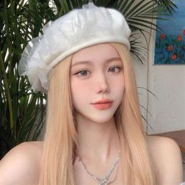 Woolen Beret Korean Sweet Age Reducing Artist Soft Girl Warm and Versatile Lace Bud Hat