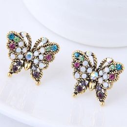 Stud Earrings Wholesale Vintage Jewellery Butterfly Rhinestone Earings For Women Bronze Fashion Brincos