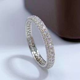 Solitaire Ring Micro Pave Diamond Ring 100% Real 925 sterling silver Wedding band Rings for Women Men Engagement Jewellery 230403