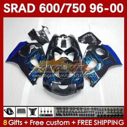 Motorcycle Fairings For SUZUKI SRAD GSXR 750 600 CC 600CC 750CC 96-00 168No.24 GSXR750 GSXR-600 96 97 98 99 00 GSX-R750 GSXR600 1996 1997 1998 1999 2000 Body blue flames