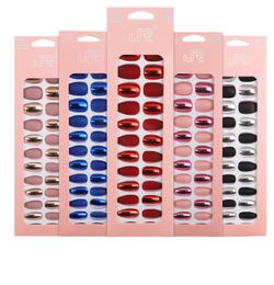 24pcs Stunning Designs False Nails ABS Resin Fake Nail Set Full Manicure Art Tips9850354