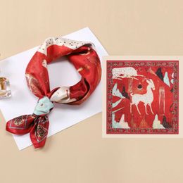 Sarongs 2022 new twill silk scarf women 53cm small square scarf professional decoration small scarf headband tie bag digital scarf P230403