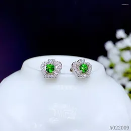 Stud Earrings KJJEAXCMY 925 Sterling Silver Inlaid Natural Diopside Crown Girl Ear Support Test