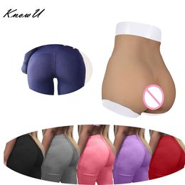 Catsuit Costumes silicone Realistic Vagina Panties Hip Lifting Crossdressing Cat Pants for Transgender Artificial Sex Fake Underwear S M L