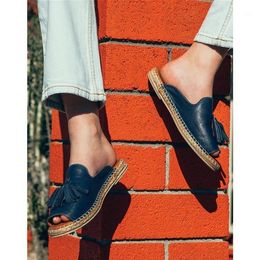 Sandals Casual Peep Toe Tassel Flat Open Wedges Vintage Shoes Woman Sandalias Slippers Slides Mujer Sapato Feminino E2012