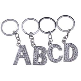 designer new womens mens 26Pcs Lot A-Z 3 2 Alloy Alphabet Letter Keyring Full Rhinestone Key Chain DIY Accessories291a