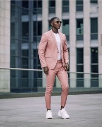 Men's Suits Blazers Street Style Dusty Pink Men 2 Pieces Blazer Sets Formal Coat Pant Design Tailor Made Man with Pants 230404