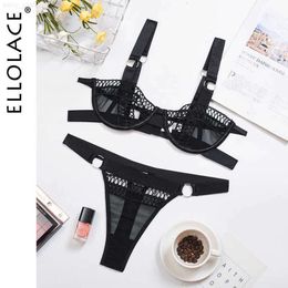 Ellolace Sexy Lingerie Women's Underwear Set Circular Stitching Sensual Lingerie Woman Underwire Bra Female Set 2 Pcs Underwear Q0705