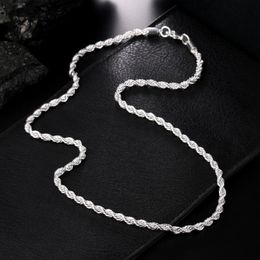 Chains Factory Direct 925 Sterling Silver Necklaces For Woman Men Classic Jewellery 16-24 Inches Exquisite 4MM Rope Chain Party Gift