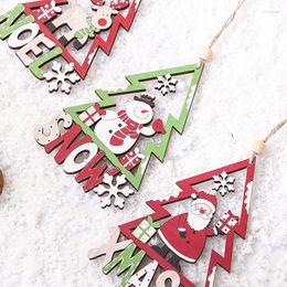 Christmas Decorations 1Pcs Creative Snowman Wooden Hollow Xmas Tree Pendant Oranment Home Decoration Material Accessories