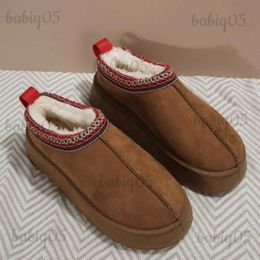 2023 Winter New Thick Sole Half Casual Shoes Short Plush Warm Flats Suede Cotton Slippers T231104