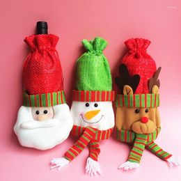 Christmas Decorations High Quality Handmade Cute Santa Claus Champagne Red Wine Bottle Bags Cover Clothes Home Party Dinner Table Decoration