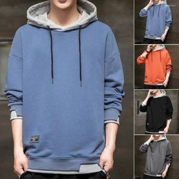 Men's Sweaters Contrast Color Men Hoodie Colors Drawstring Casual Long Sleeve Thick Loose Autumn