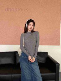 Bustiers & Corsets designer Vertical Stripe Knitwear 23 Autumn/Winter New Product Embroidery Letter Slim Fit Half Height Round Neck Long Sleeve Underlay Sweater