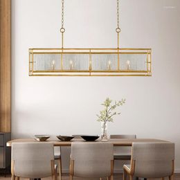Pendant Lamps Postmodern Light Luxury Chandelier Simple Restaurant Bar All Copper Creative Crystal Long