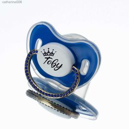 Pacifiers# MIYOCAR Sparkling Bling Custom baby pacifiers with name Adorned with Elegant Blue Rhinestones for boy girl 0-6 Months 6-18 ML231104