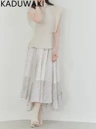 Skirts All-match Simple Femme Jupe Draped High Waist Polka Dot Solid Women 2023 Japan Style Spring Summer Irregular Female Skirt