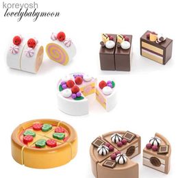 Kitchens Play Food Wooden Children Kitchen Toys Pretend Toys Cutting Cake Play Food Kids Toys Wooden Fruit Cooking Toys For Baby Birthday InterestsL231104
