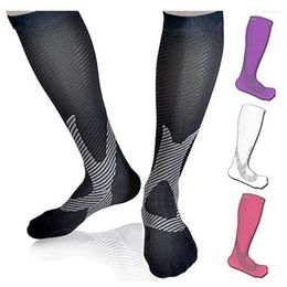 Sports Socks Compression Nylon Fit For Running Football Professional Stockings Black Men Women Cycling Breathable