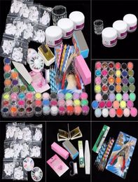 Whole ColorWomen 37 in 1 Professional Manicure Set Acrylic Glitter Powder French Nail Art Decor Tips Set 160927 Drop 8825199