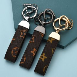 Luxury High Quality Leather Keychain Classic Exquisite Designer Car Keyring Zinc Alloy Unisex Lanyard Gift Jewelry Accessories
