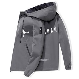 Asian Size M-4XL Windbreaker Men New Designer Waterproof Hoodies Jacket Letter Print Black Windbreaker Coats Male Slim Outdoor Outerwear