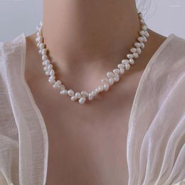 Chains Handmade Natural Freshwater Pearl Necklace Fashion Elegant Simple Luxury Clavicle Chain Female Wedding Accessories Banquet Gift