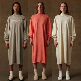 Basic & Casual Dresses designer luxury Original E Women's Long Dress T-shirt Fashion Brand Loose Fog High Street 2022 Summer KHWJ