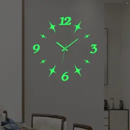 Wall Clocks 3D Digital Clock Luminous Frameless 40cm DIY Stickers Silent For Home Living Room Office Decor