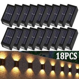 Novelty Lighting Solar Wall Lamps LED Outdoor Fence Deck Path Garden Patio Pathway Stairs Lights P230403