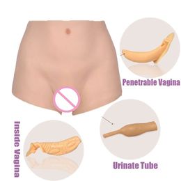 Catsuit Costumes Shemale Vagina Silicone Panty Penetrable Fake Pussy with Urinate Tube Transgender Crossdrsser