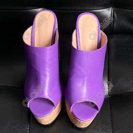Olomm Women Platform Slingback Sandals Sexy Wedges High Heels Sandals Open Toe Purple Dress Party Shoes Women US Plus Size 5-20
