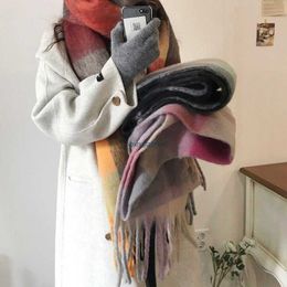 Scarves Rainbow Striped Scarf Winter Warm Women's Ac Same Shawl InsEJX1