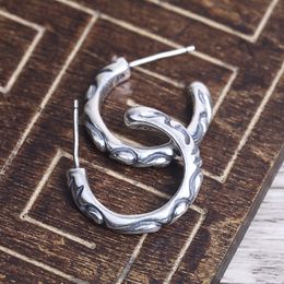 E21 S925 Pure Silver Ear Studs Personalized Fashion Cross Flower Circular Letter Punk Street Dance Style Earrings Jewelry Earrings as a Gift for Lovers