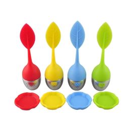 Leaf Tea Infuser Stainless Steel Silicone Tea Strainers with Silicone Tray Silicone Tea Philtre Bag Philtre Coffee Tool 0702022a05217282990