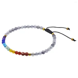 Link Bracelets Healing 7 Chakra Faceted Crystal Beads Bracelet Natural Minerals Gem Stone Adjustable Luck Men Women Jewelry